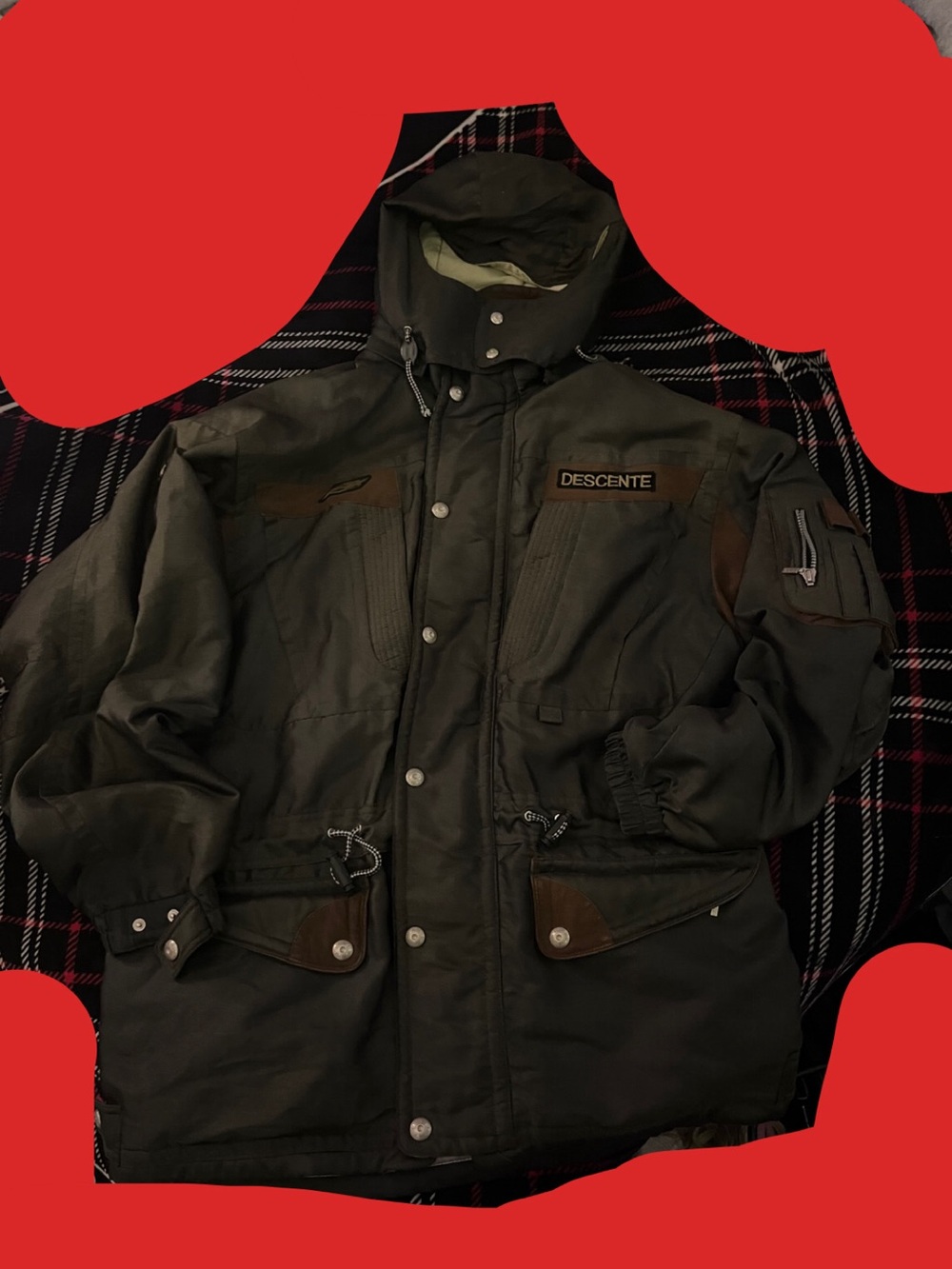 Descente Men's Olive Green Hooded Field Jacket